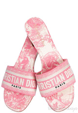 Dway Pink Embroidered Heeled Slide