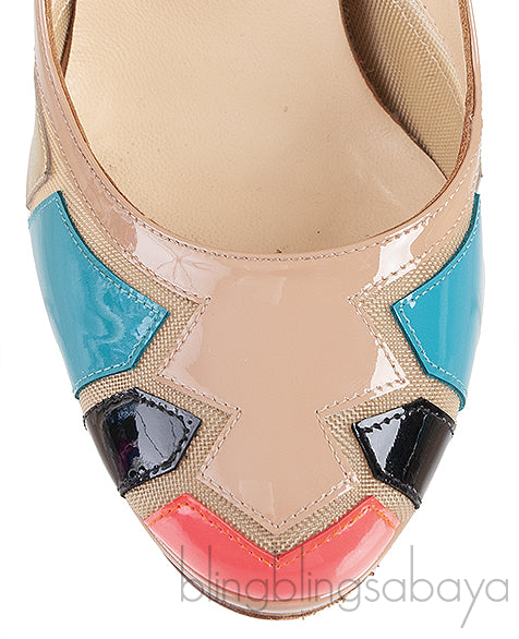 Nude Patent Multicolored Heels