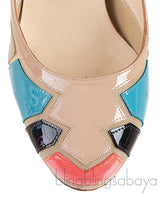 Nude Patent Multicolored Heels