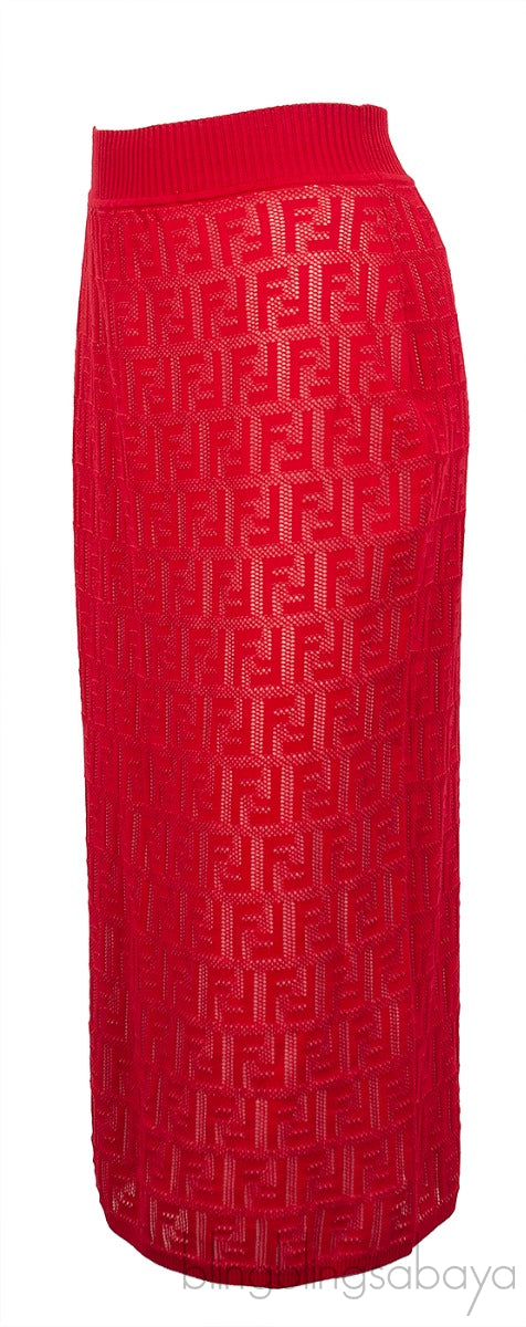 Red FF Knitted Skirt