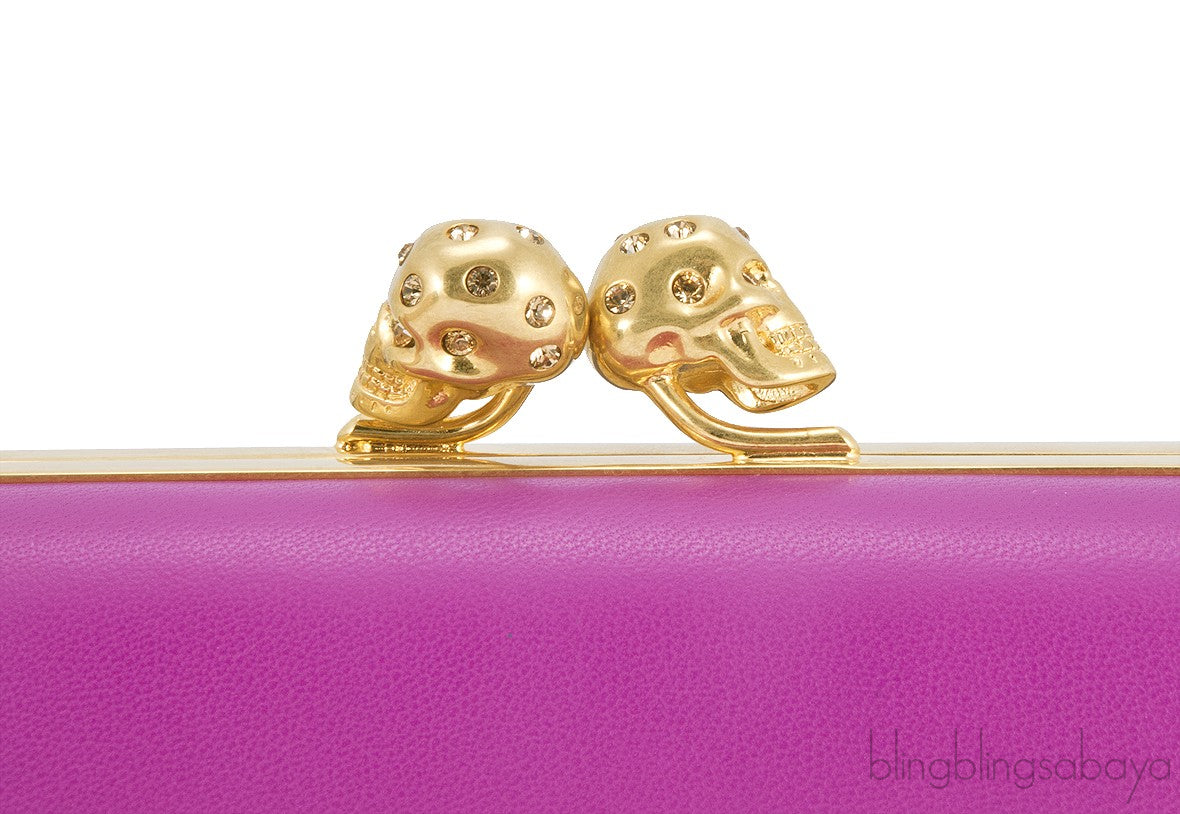 Bicolor Skull Leather Box Clutch*