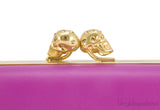 Bicolor Skull Leather Box Clutch*
