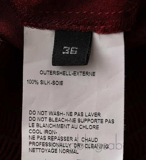 Elie Saab Maroon Smocked Georgette Blouse