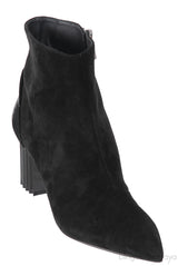 Balmain Black Pointed Toe Suede Ankle Boots