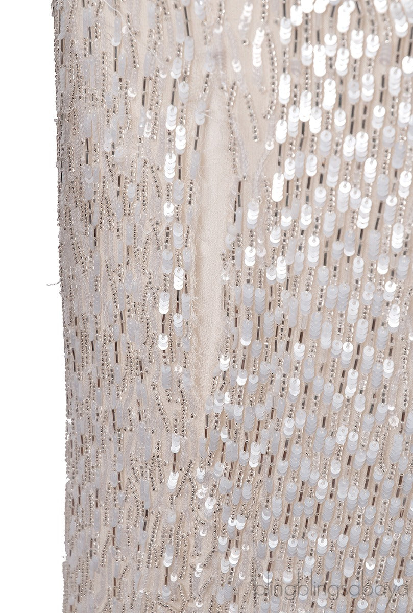 Sequin & Bead Embellished Long Sleeve Dress