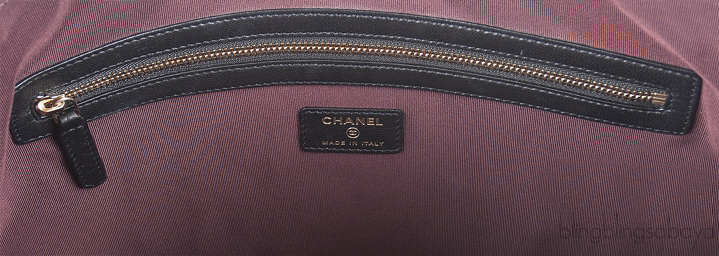 Chanel Black Large CC Quilted Lambskin O-Case Clutch