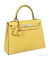 Hermes Kelly 25 Sellier Mimosa Matte Porosus Crocodile PHW