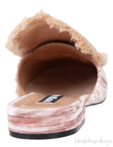 Jute Embellished Crushed Velvet Mules