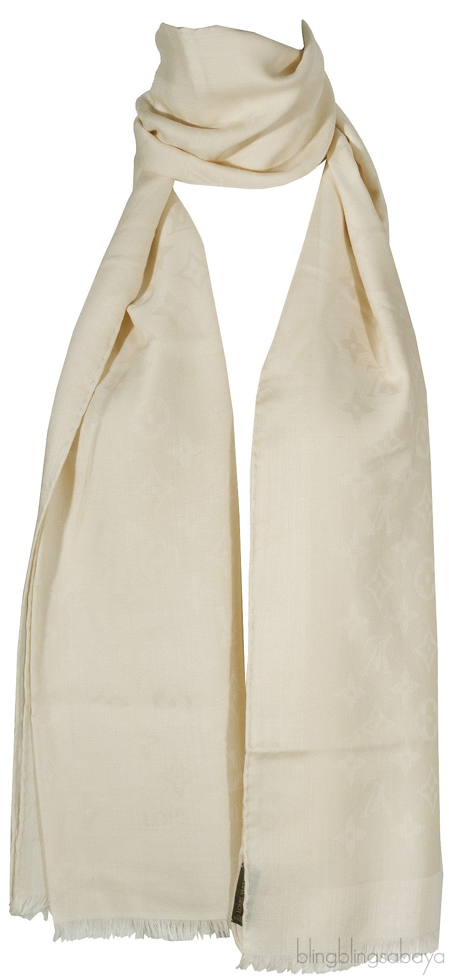 Monogram Beige Cashmere Shawl