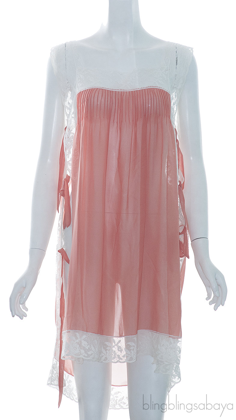 Orange Silk White Lace Trim Camisole