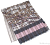 Grey Stripe Chain Print Shawl