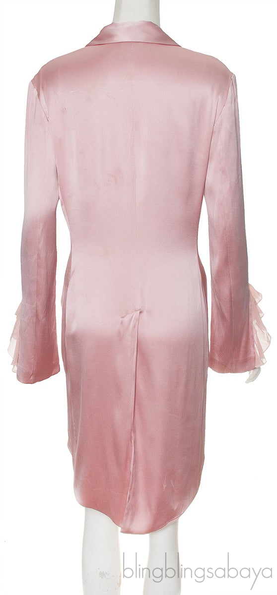 Powder Pink Silk Satin Short Robe