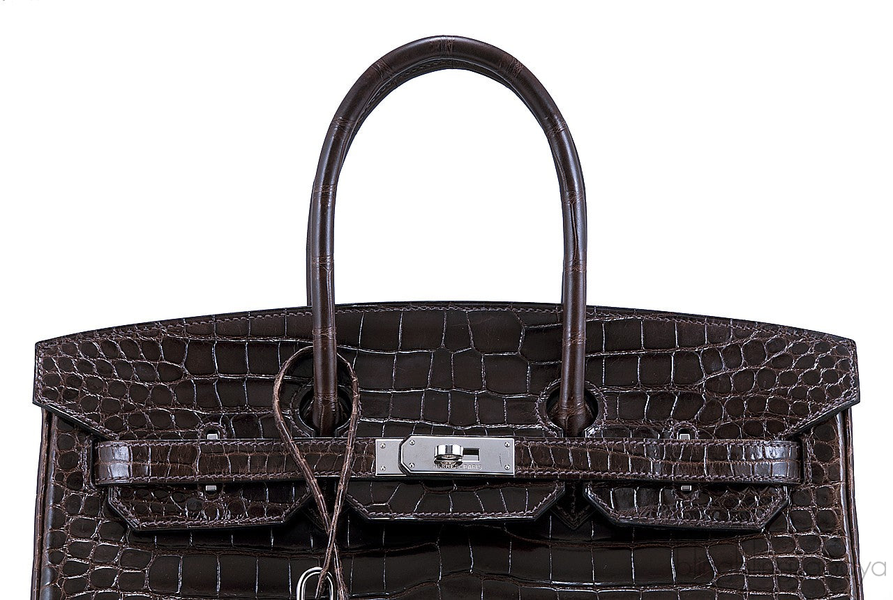 Birkin 35 Nicotine Shiny Croco
