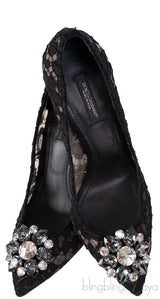Belucci Taormina Black Lace Embellished Pumps