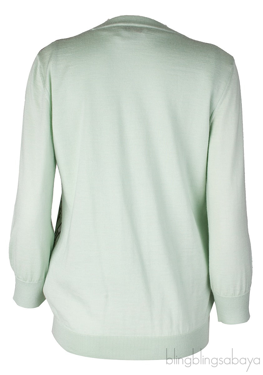 Light Green Printed Sleeveless Top & Cardigan