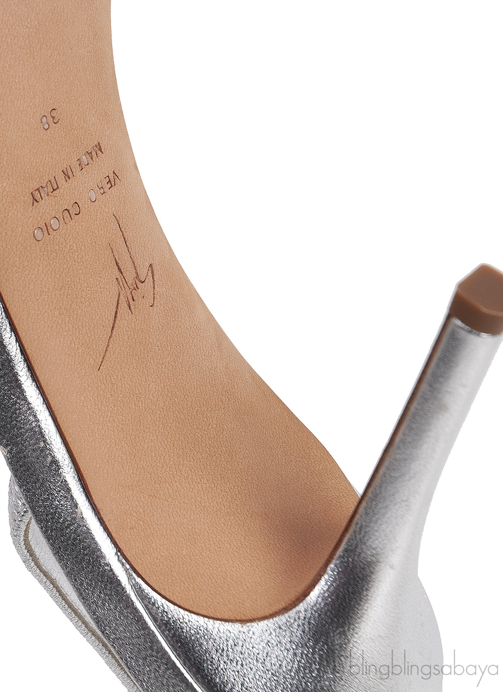 Giuseppe Zanotti Silver Crystal Embellished Vamp Slingback