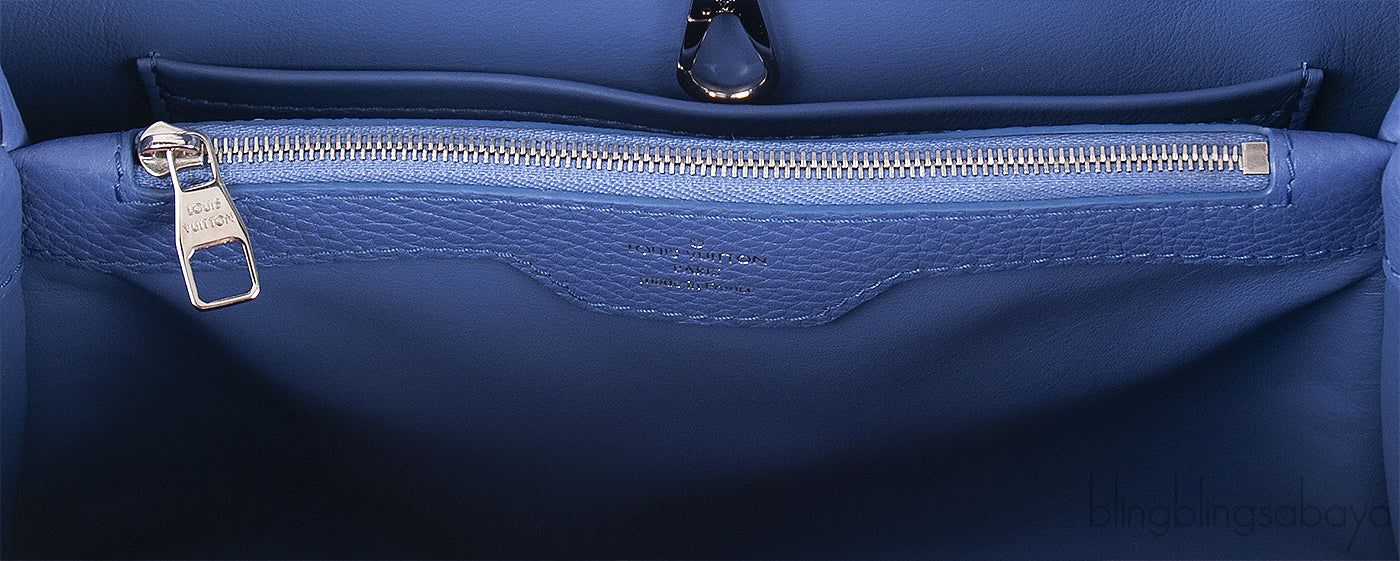 Louis Vuitton Blue Capucine Python Handle Bag