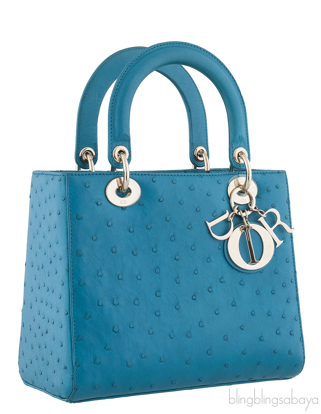 Lady Dior Blue Green Ostrich GHW