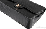 Black Crocodile Jumbo Flap Bag
