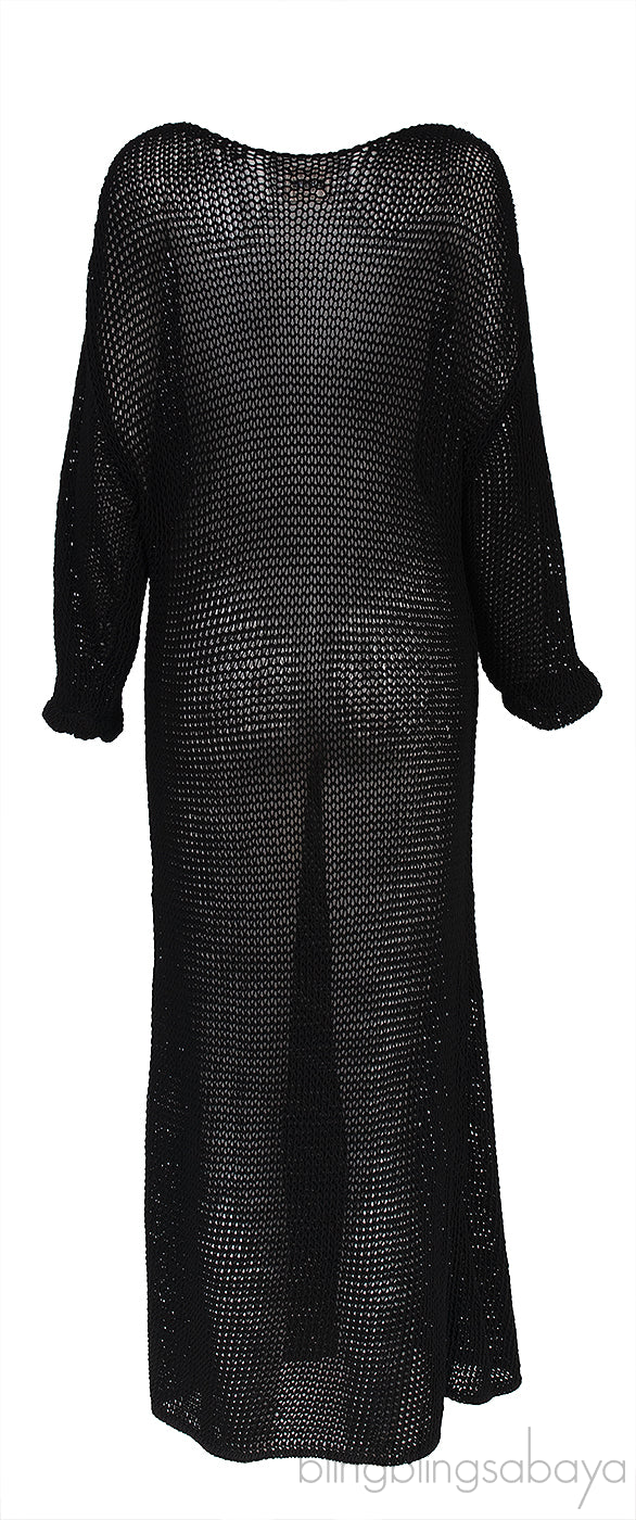 Black Opal Crocheted Cotton-blend Maxi Dress