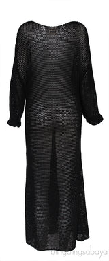 Black Opal Crocheted Cotton-blend Maxi Dress