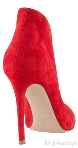 Red Suede Ankle-Flare Boots