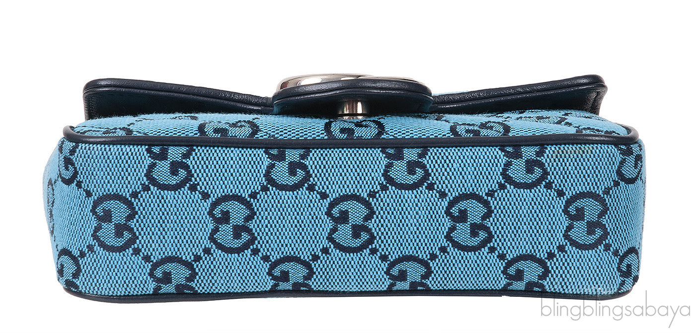 Blue GG Marmont Super Mini Bag PHW