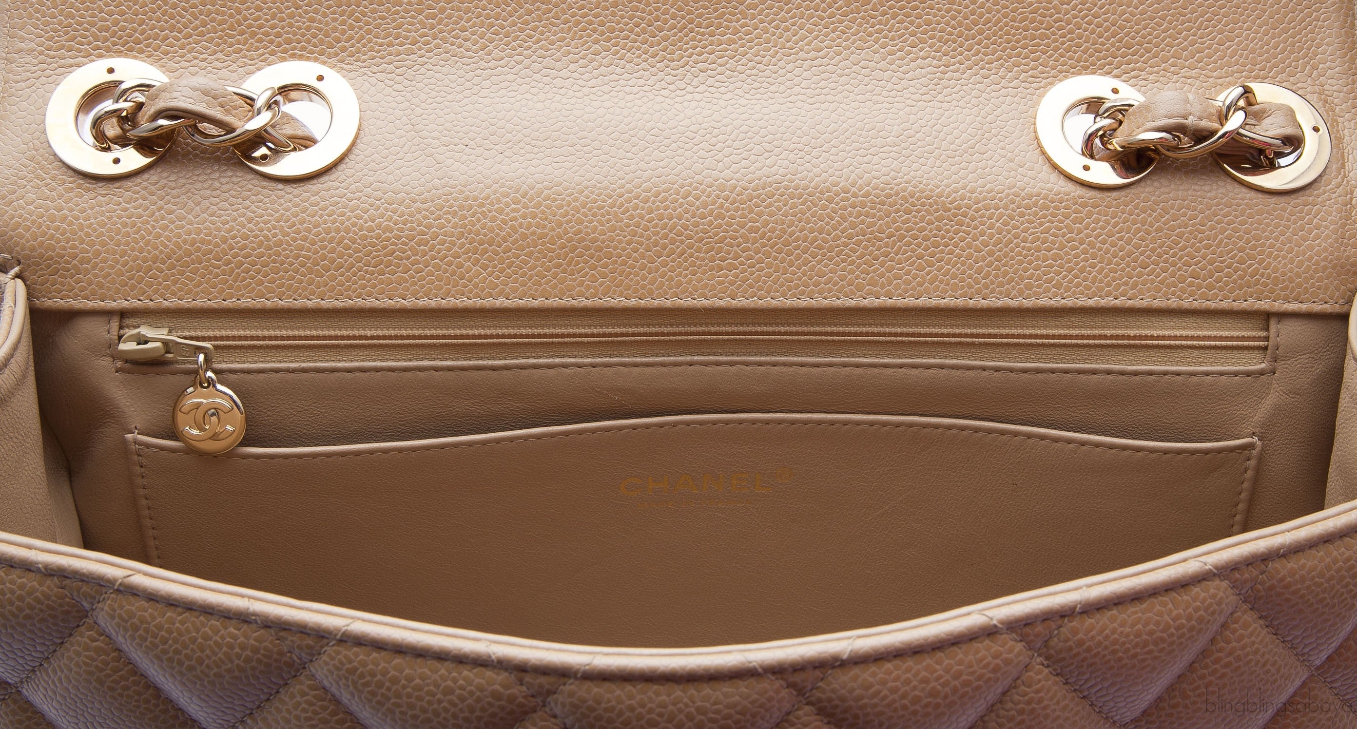XL Jumbo Tan Caviar Leather