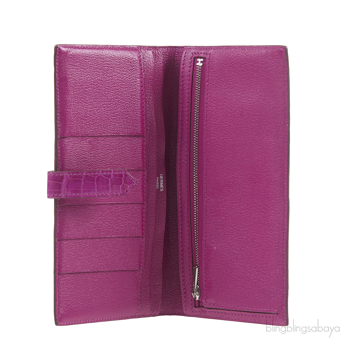 Hermes Bearn Rose Tyrien Crocodile Wallet