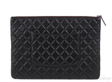 Chanel Black Large CC Quilted Lambskin O-Case Clutch