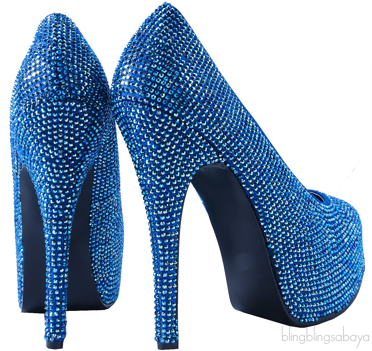 Blue Rhinestone Pump