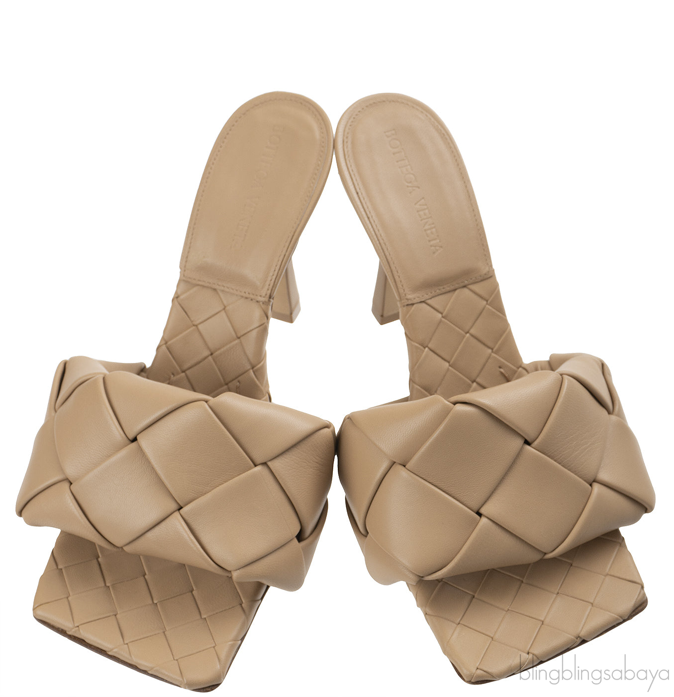 Bottega Veneta Nude Lido Intrecciato Square Toe Mule 38
