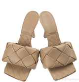 Bottega Veneta Nude Lido Intrecciato Square Toe Mule 38