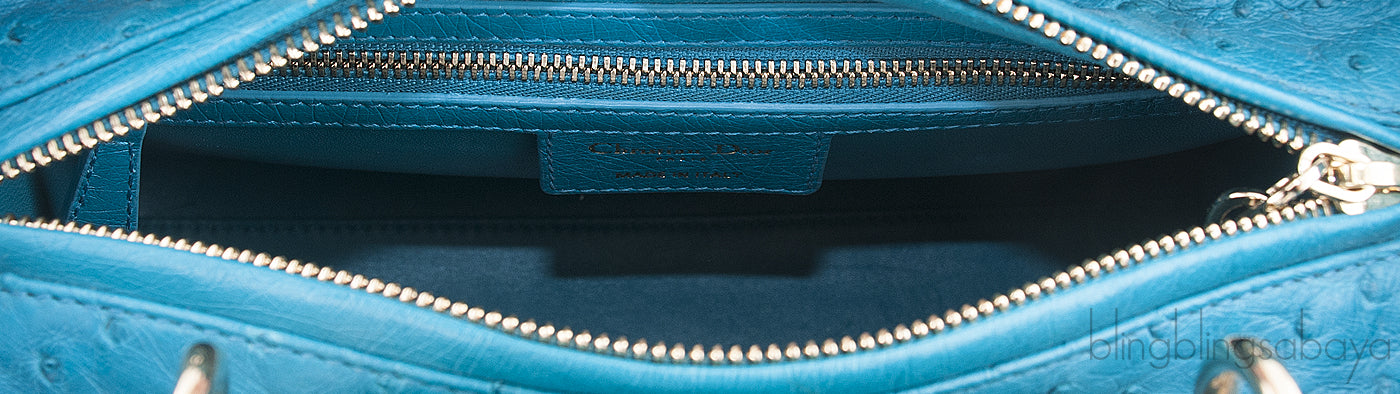 Lady Dior Blue Green Ostrich GHW