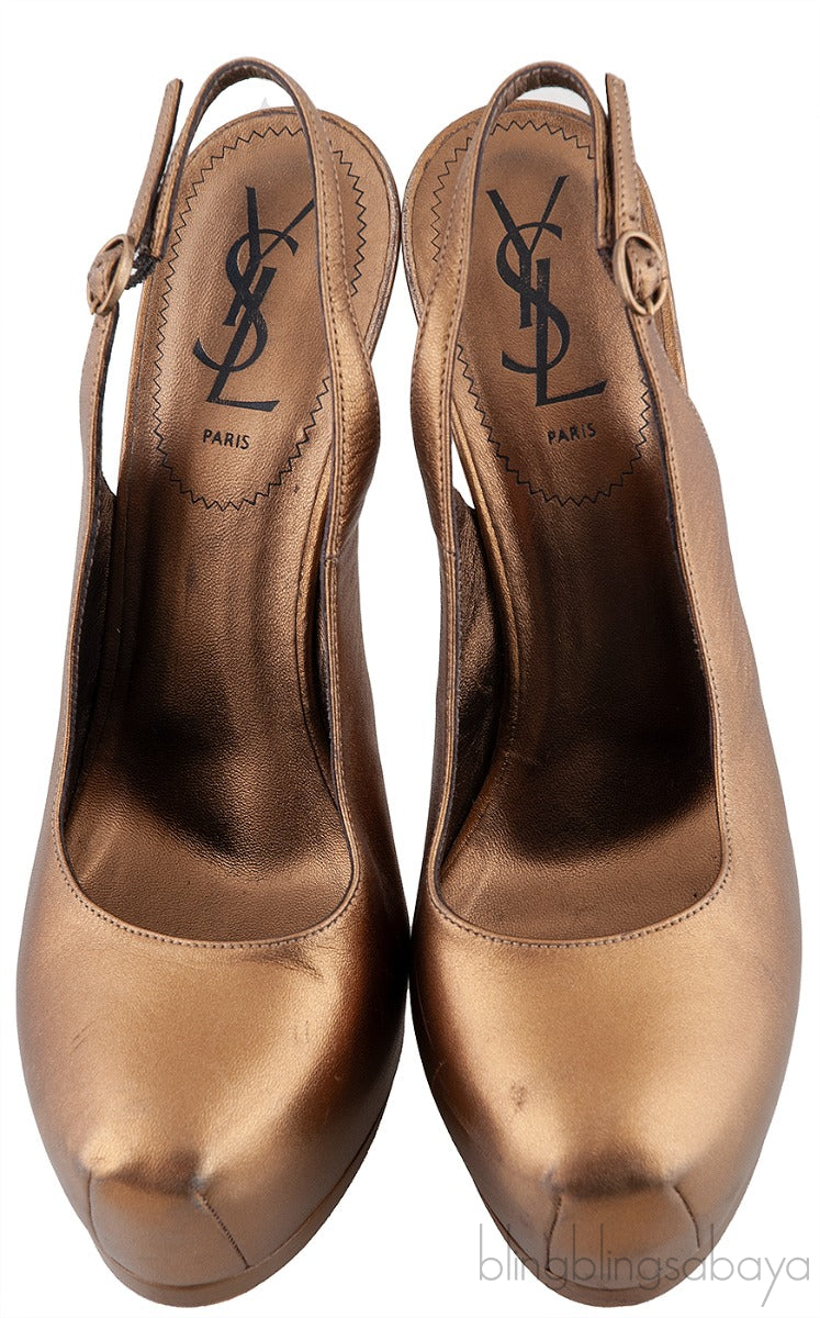 Tribtoo Gold Slingback Pump