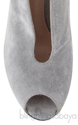 Grey Suede Ankle-Flare Boots