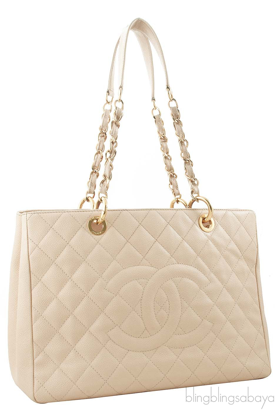 Beige Caviar Shopping Tote