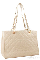 Beige Caviar Shopping Tote
