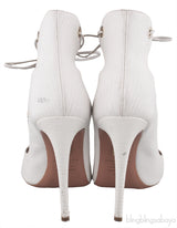 White Lizard Embossed Lace Up Heels