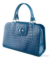 Blue Crocodile Large Top Handle Bag