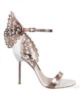 Metallic Laser Cut Wings White Sandals