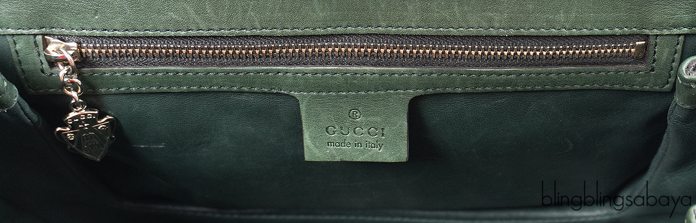 Gucci Forest Green Medium Crocodile Bamboo Top Handle Bag
