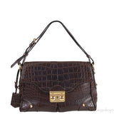 Brown Crocodile Shoulder Bag