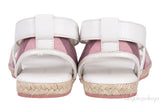 White Leather Pink Check Espadrille Kids Sandals