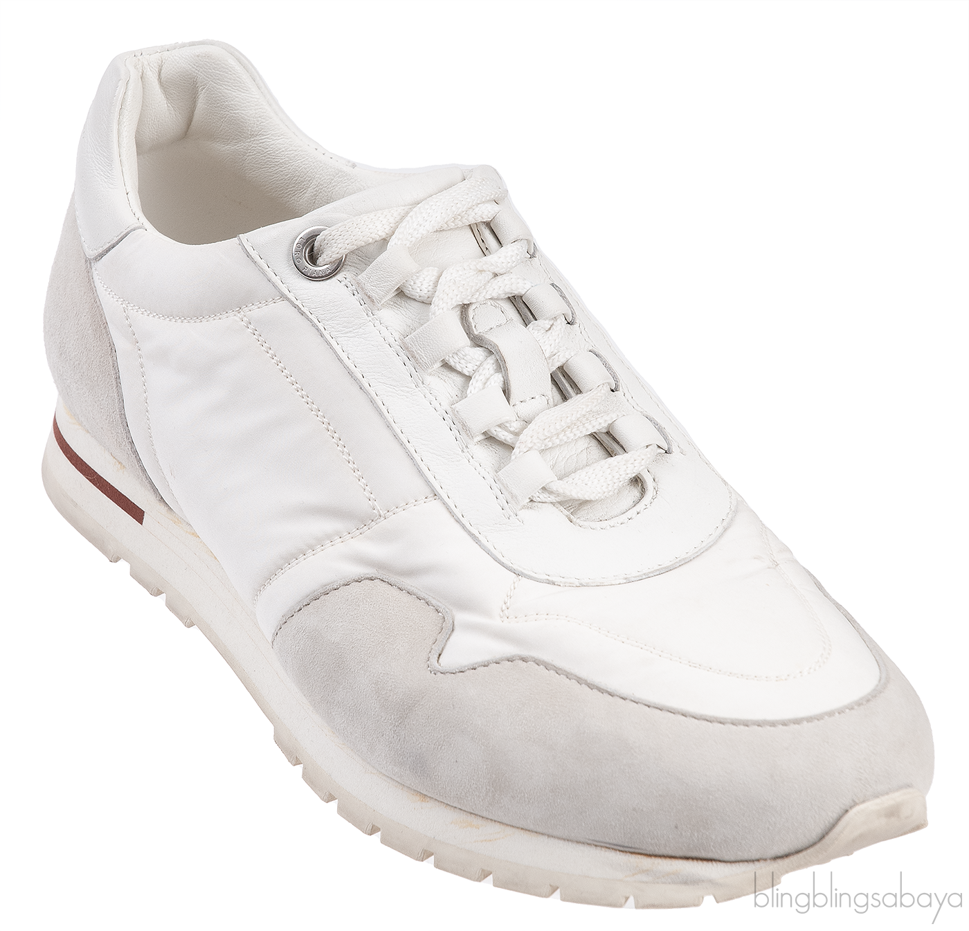 Loro Piana My Wind White Microfibre and Grey Suede Sneakers