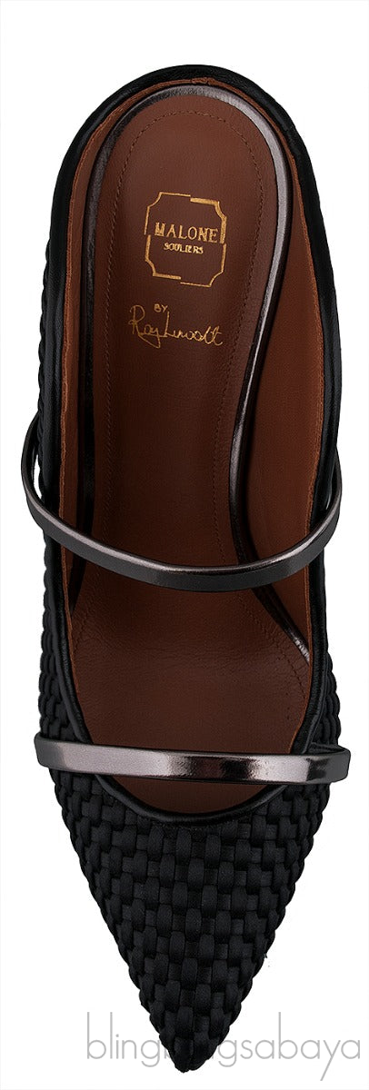 Maureen Black Woven Satin Mules