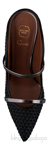 Maureen Black Woven Satin Mules