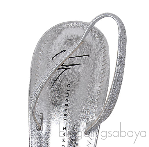 Giuseppe Zanotti Silver Crystal Embellished Vamp Slingback