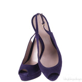 Gucci Purple Suede Slingback Peep Toe