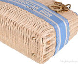 Lady Dior Natural Wicker & Light Blue Dior Oblique Jacquard Medium